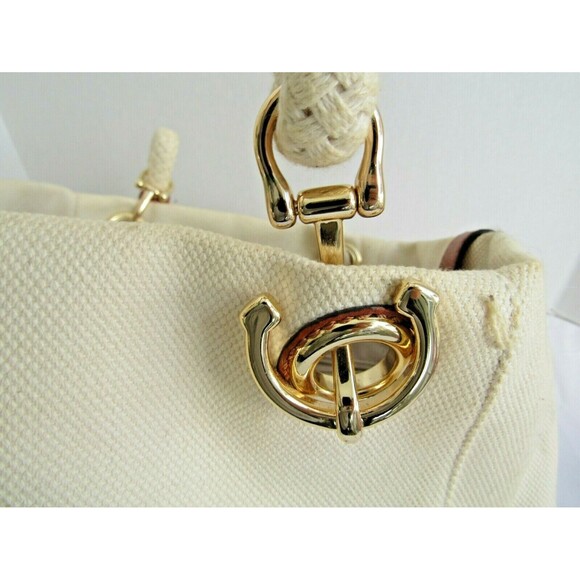 Michael Kors Canvas Tote Extra Large Beach Bag Rope Handles Purse Shoulder Bag - Picture 4 of 8